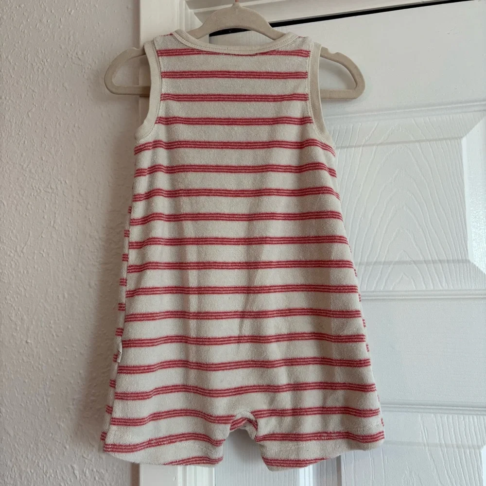 Carter’s Striped White and Red Terry Romper One Piece